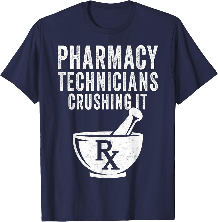 Pharmacy Technician Crushing It Technician Pharm Tech T-Shirt - Navy Blue