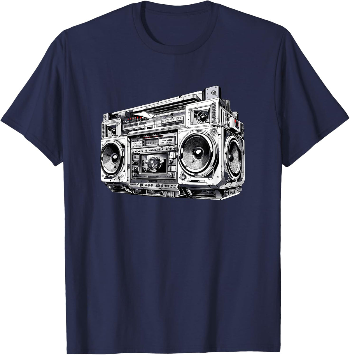 Ghetto Blaster Hip Hop 80's 90's Street Gangster Rap Lover T-Shirt - Navy Blue
