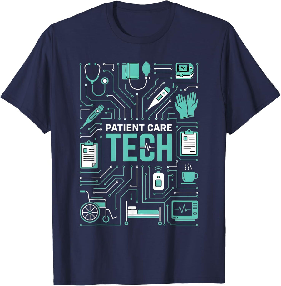Patient Care Technician Medical Tools PCT Patient Care Tech T-Shirt - Navy Blue