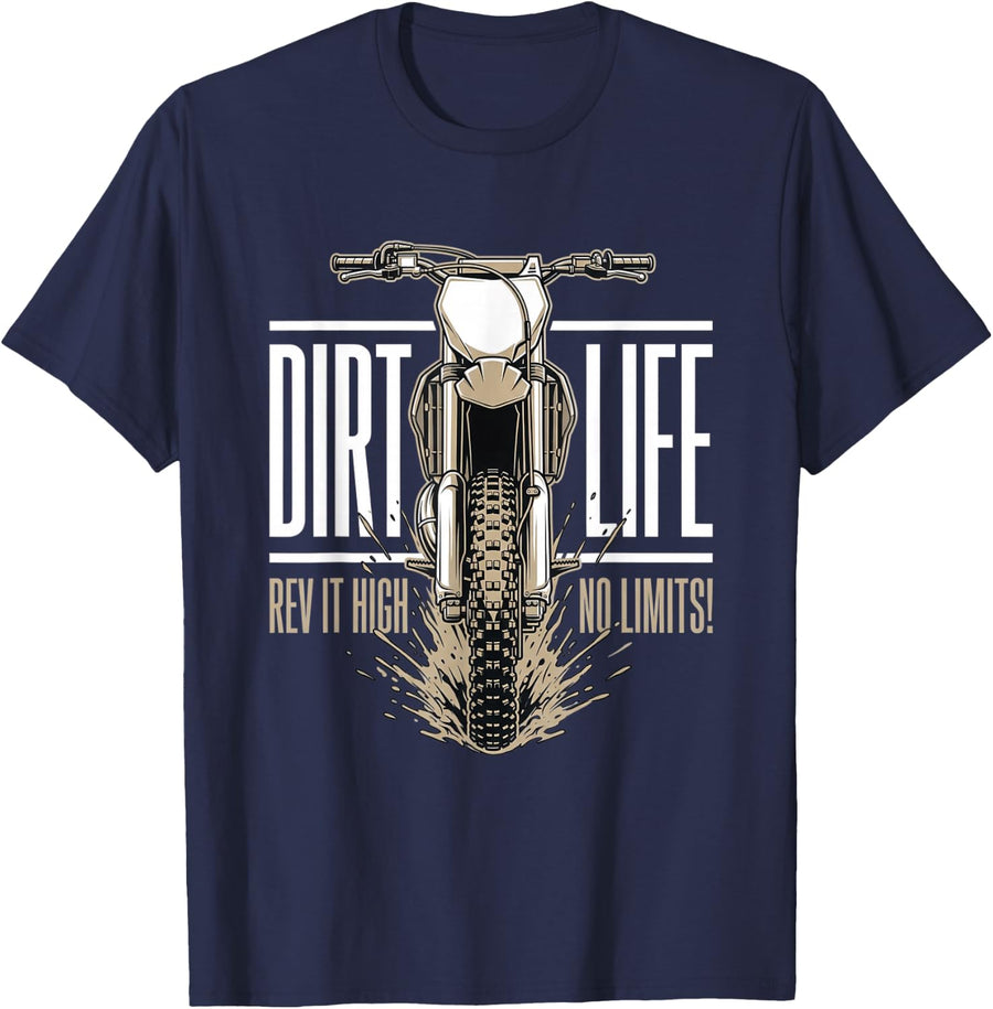 Dirt Life Rev IT High No Limits Motocross Biking Men T-Shirt - Navy Blue