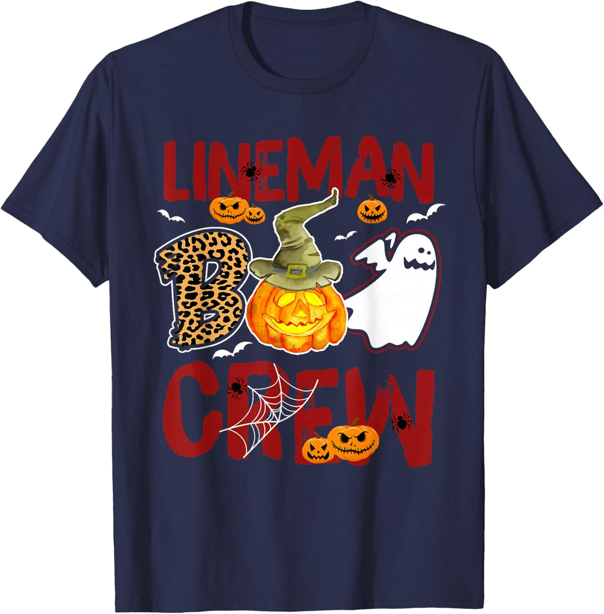 Lineman Boo Crew Halloween Wireman Match T-Shirt - Navy Blue