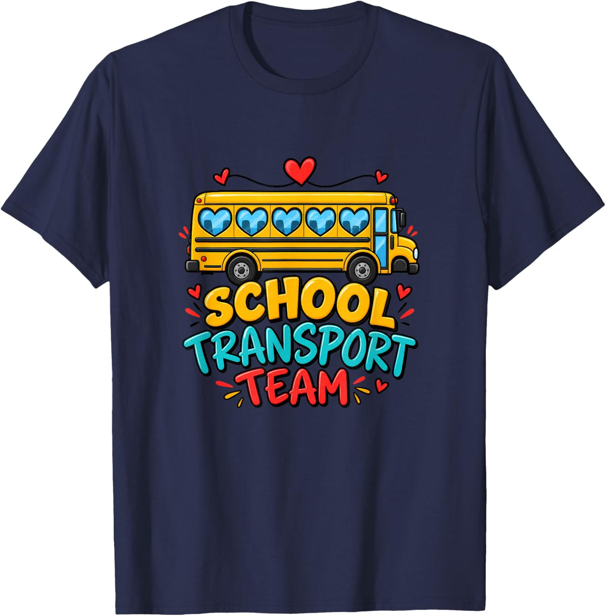 School Bus Transport Team T-Shirt - Navy Blue