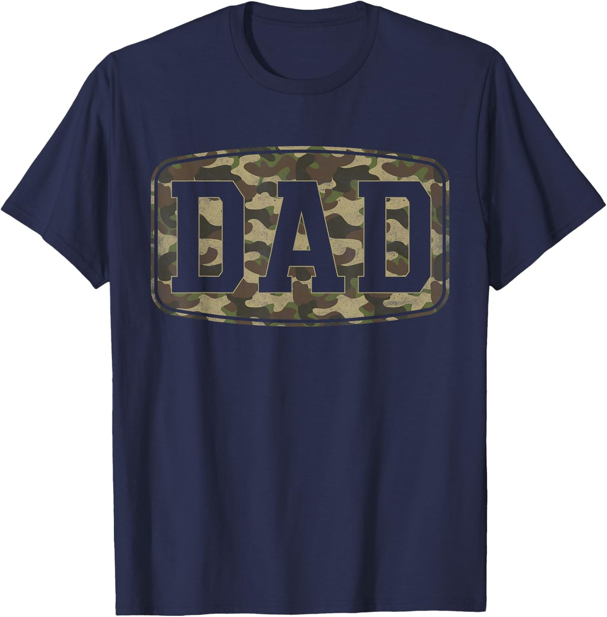 Camo Dad Camourflage Badge Fathers Day Hunting T-Shirt - Navy Blue