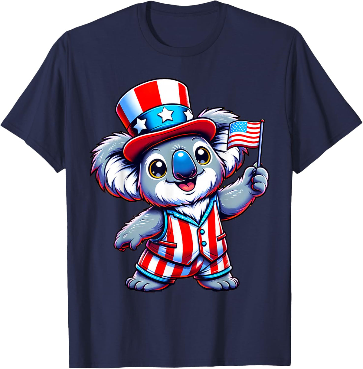 Koala Happy 4th of July Independence Day Men Women Kids T-Shirt - Navy Blue