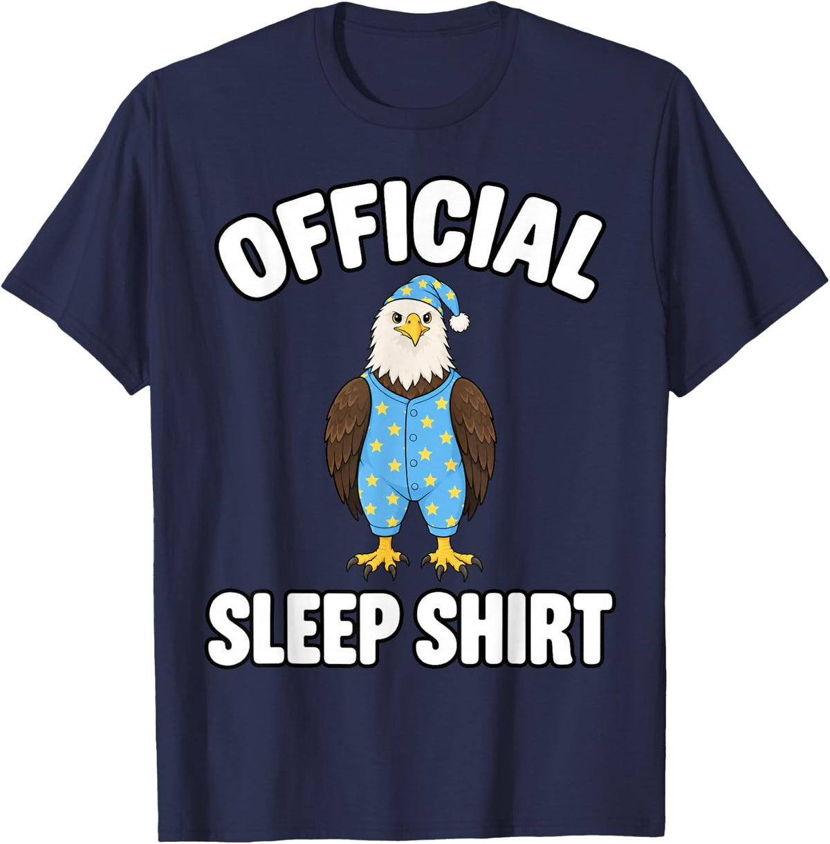 Bald Eagle Sleeping in Pajamas Official Sleepshirt Cute Bird T-Shirt - Navy Blue