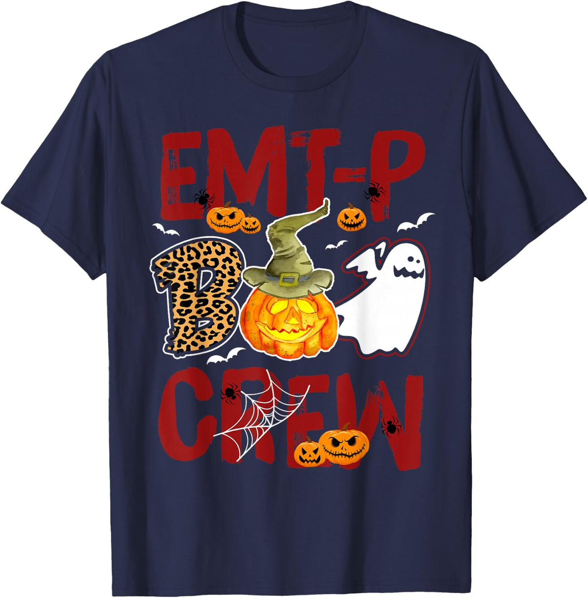 EMT-P Boo Crew Halloween Paramedic Match T-Shirt - Navy Blue