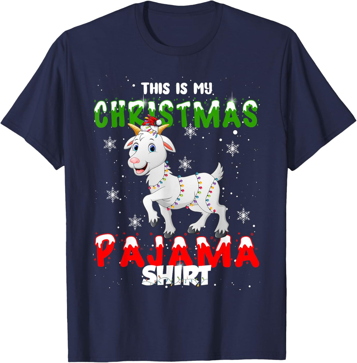 This is my Christmas Pajama Goat Christmas T-Shirt - Navy Blue