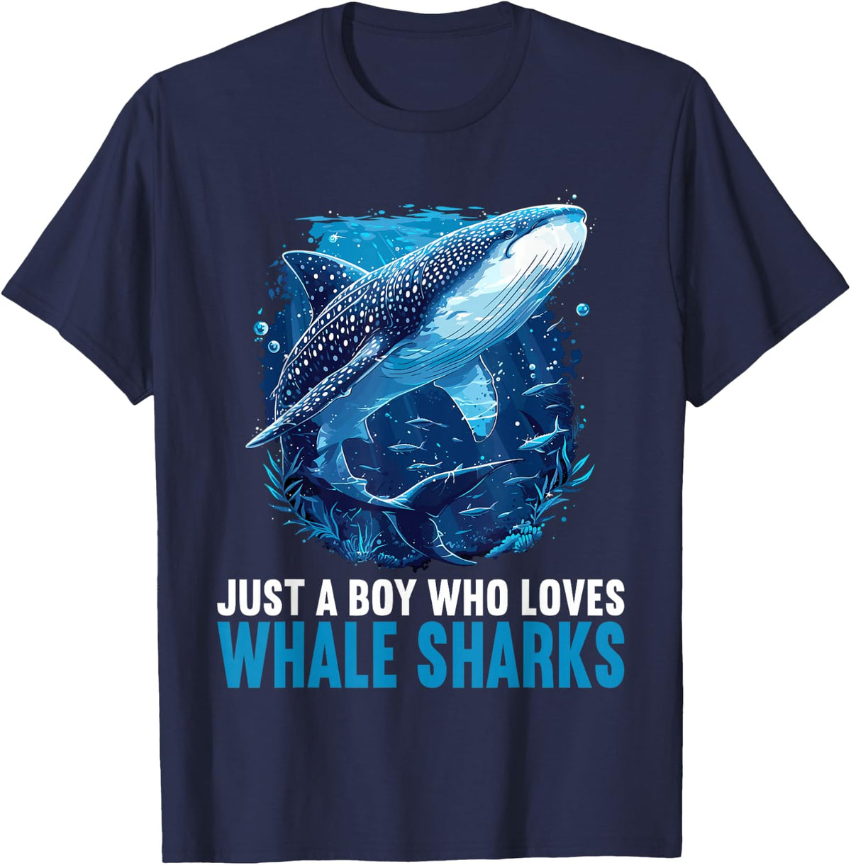 Just a Boy who loves Whale Sharks Whale Shark T-Shirt - Navy Blue