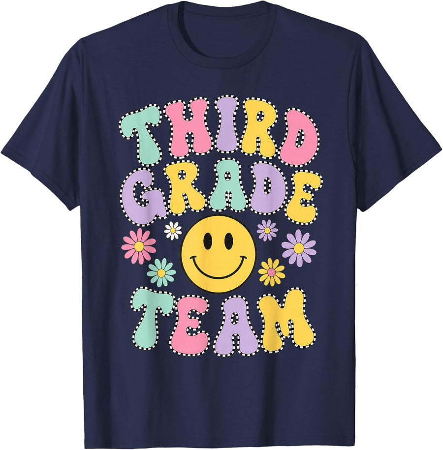 Third Year Team Teacher Women Men Back to School 3rd Grade T-Shirt - Navy Blue