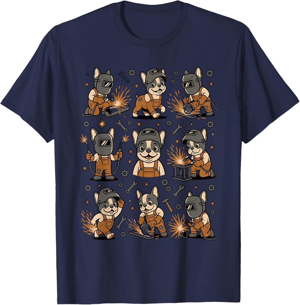 Funny Welder Dogs Work Metalworker Welding for Men Women T-Shirt - Navy Blue