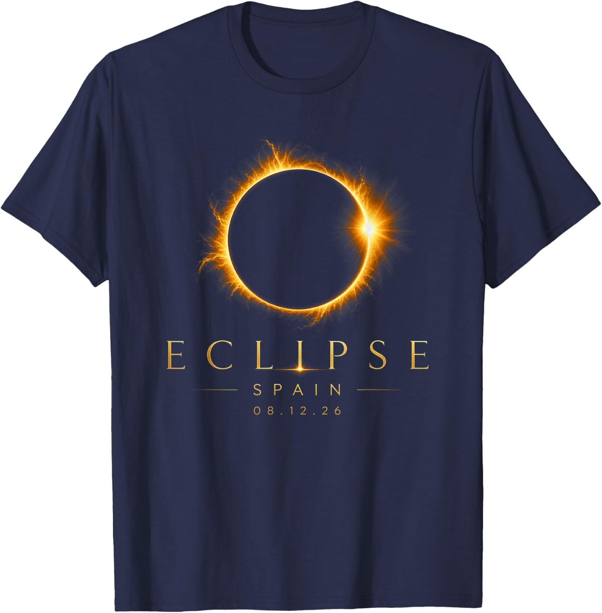 Solar Eclipse Spain 2026 Shirt 08 12 26 Total Eclipse Spain T-Shirt - Navy Blue