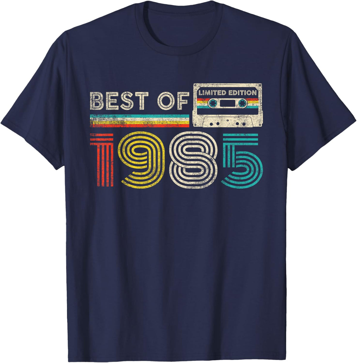 Best Of 1985 Classic Birthday 1985 Cassette Tape Vintage T-Shirt - Navy Blue