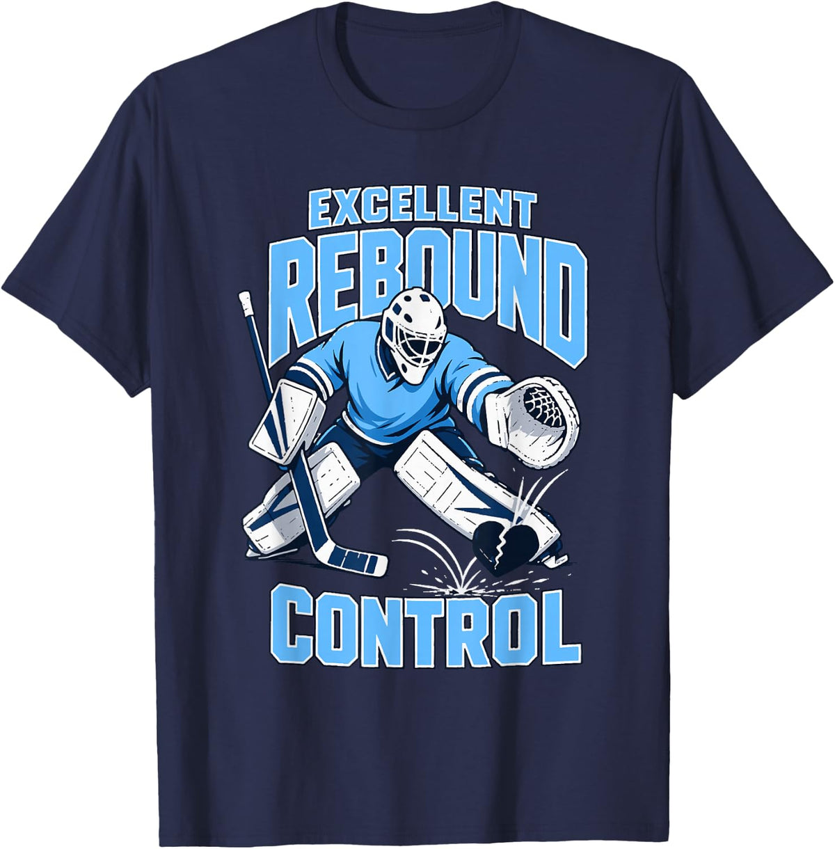 Excellent Rebound Control Hockey Goalie T-Shirt - Navy Blue