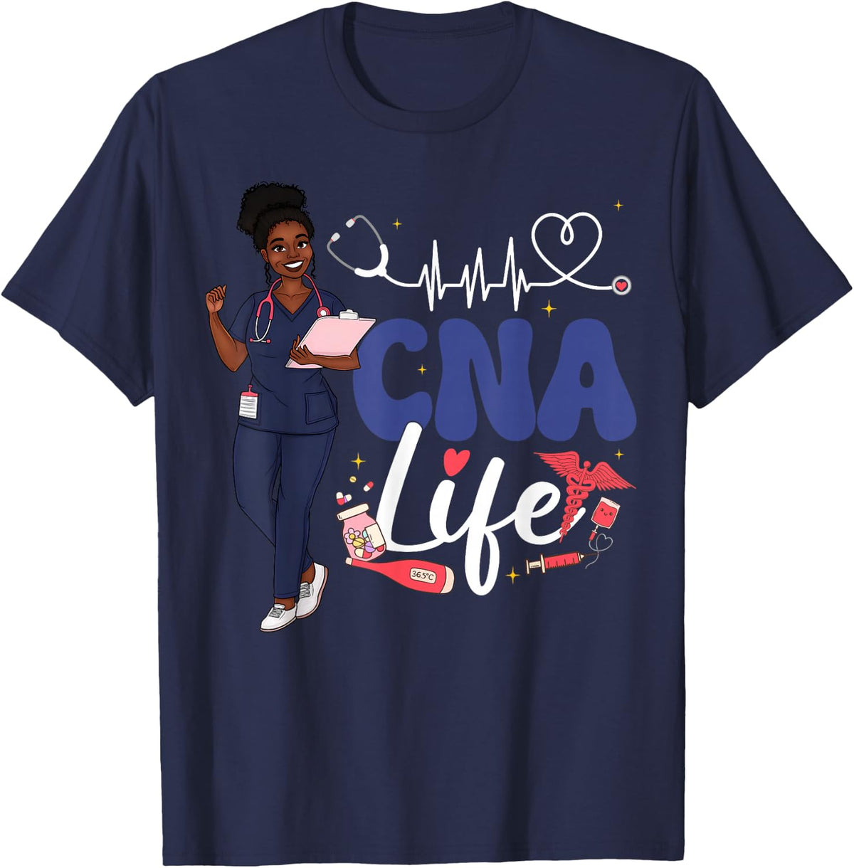 CNA Nurse Black History Month T-Shirt African American Juneteenth Tee - Navy Blue