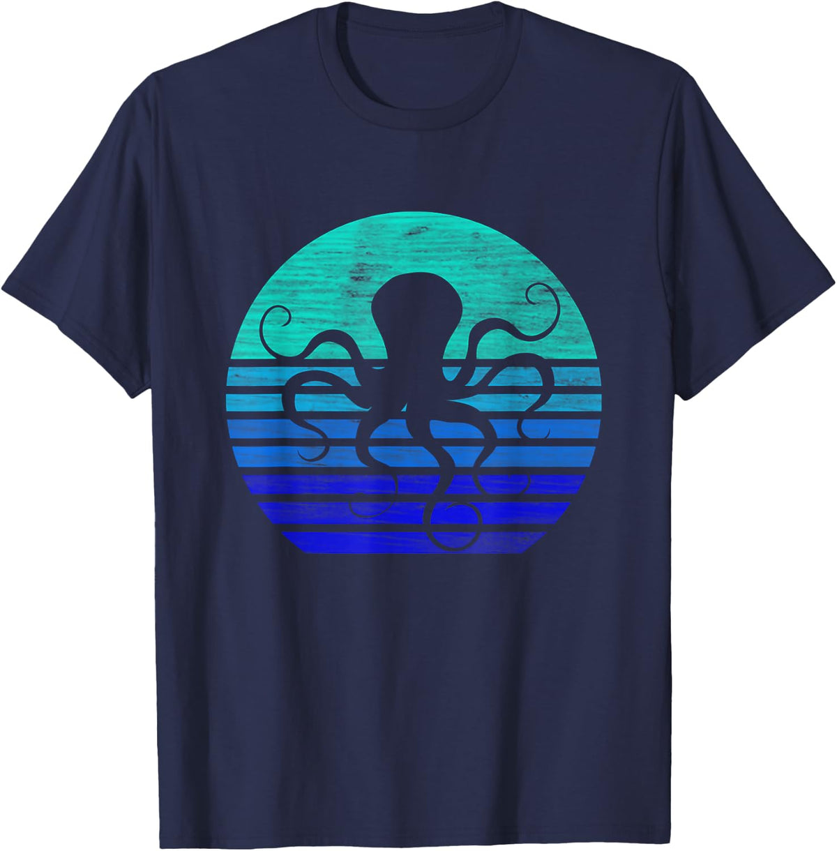 Retro Octopus Silhouette T-Shirt - Navy Blue