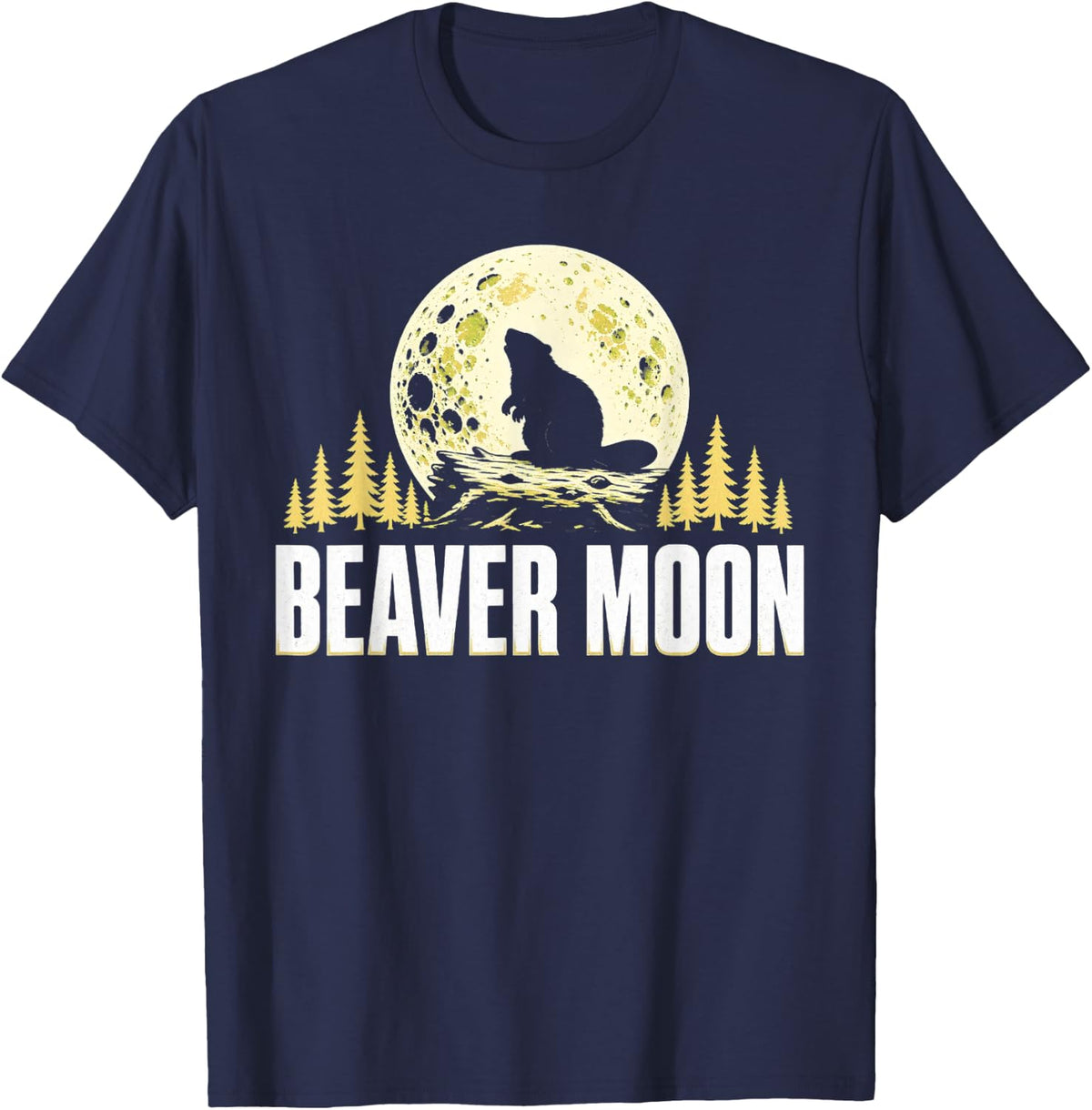 Beaver Moon Shirt Full Moon November Astronomy T-Shirt - Navy Blue