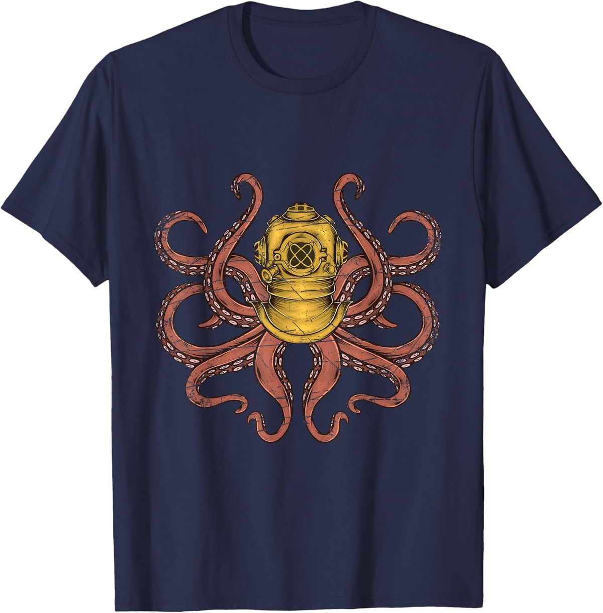 Diving Octopus T-Shirt - Navy Blue