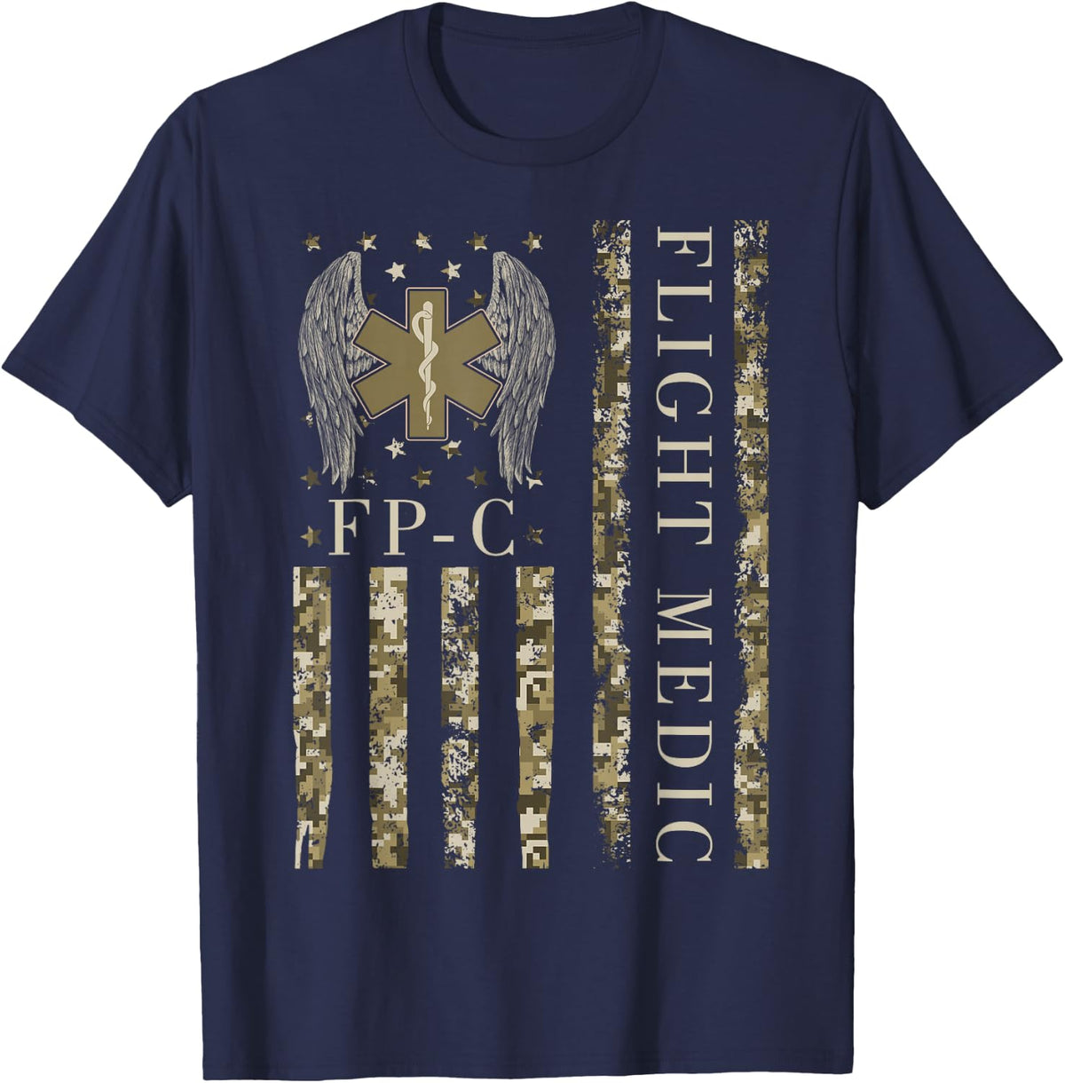 Flight Medic American Flag Flight Paramedic Emergency Nurse T-Shirt - Navy Blue
