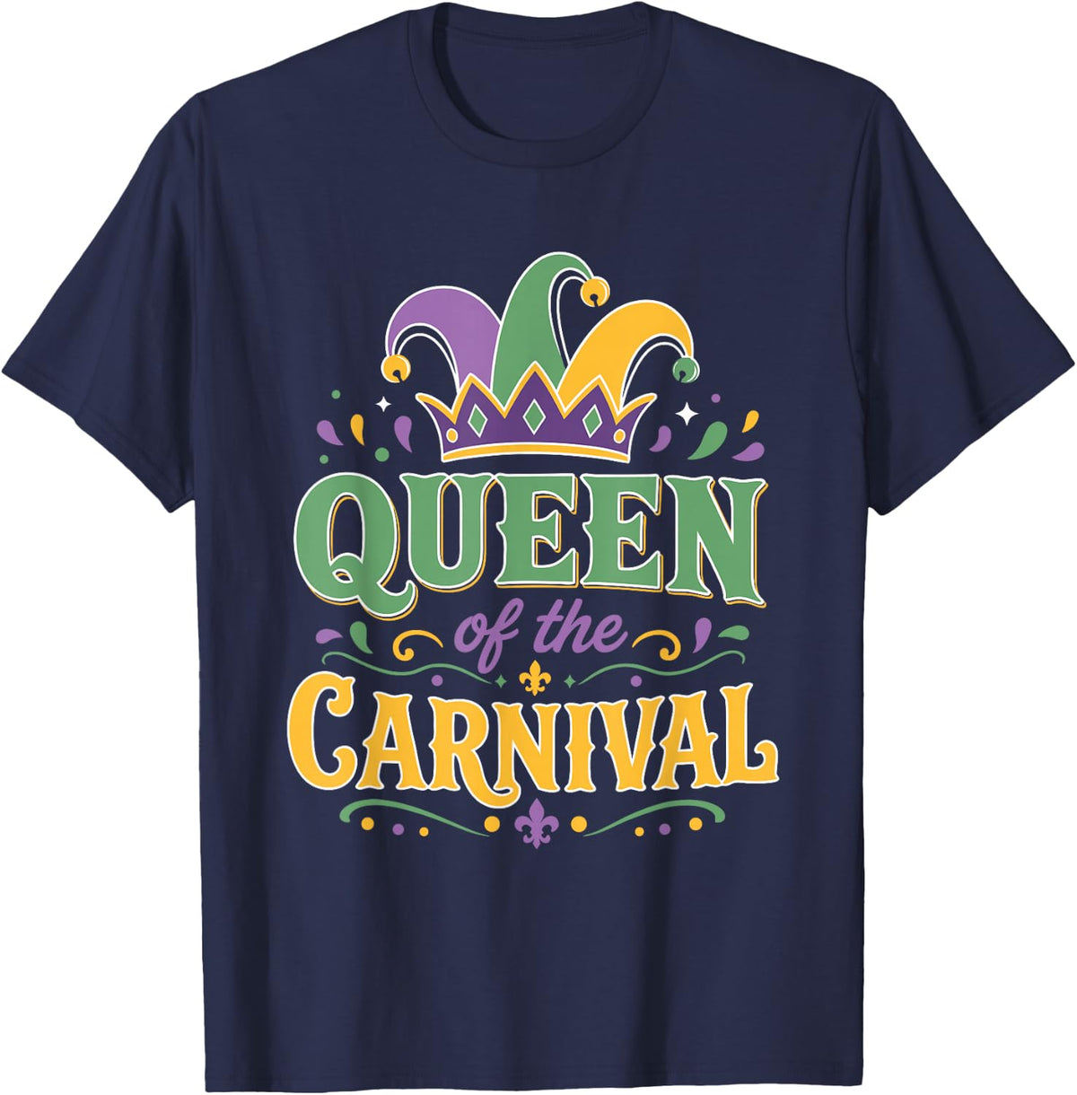 Mardi Gras Queen of the Carnival Party Women T-Shirt - Navy Blue