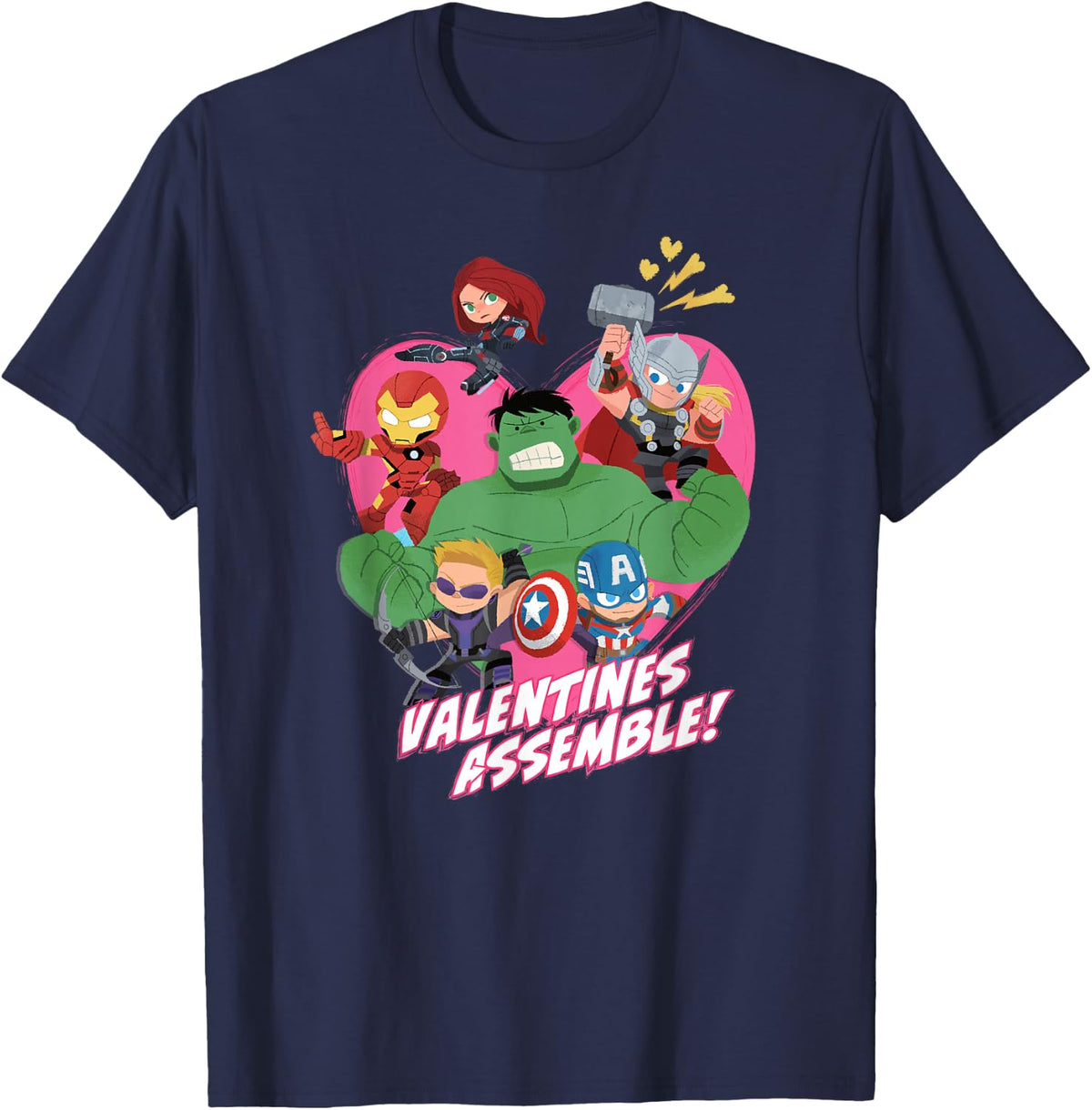 Marvel Avengers Valentine's Assemble T-Shirt - Navy Blue