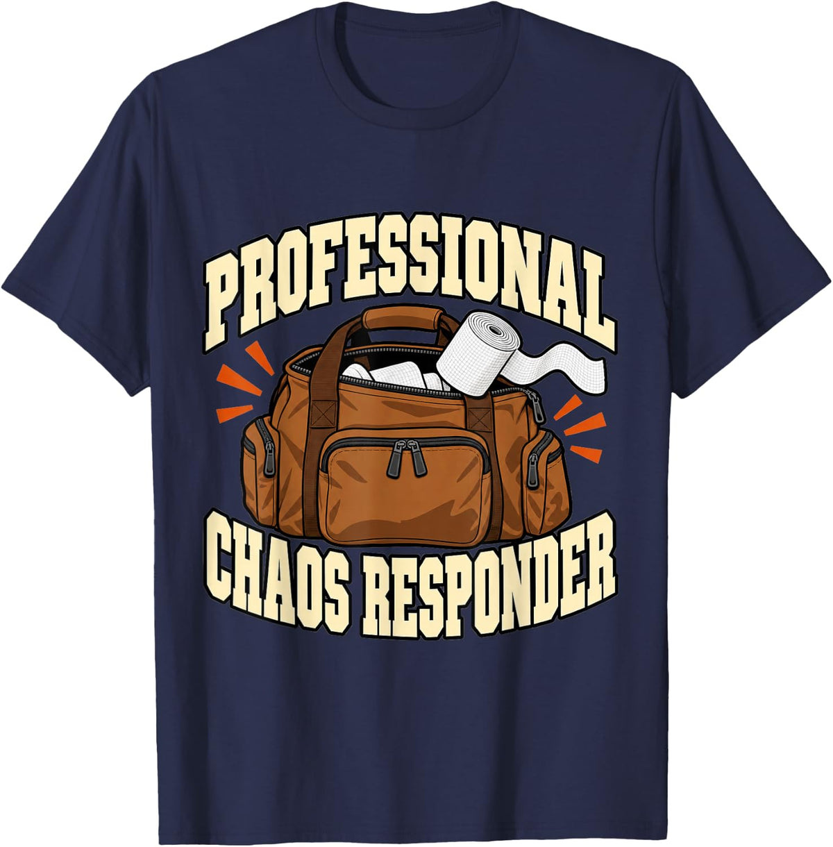 Paramedic Professional Chaos Responder EMT Medic Gauze T-Shirt - Navy Blue