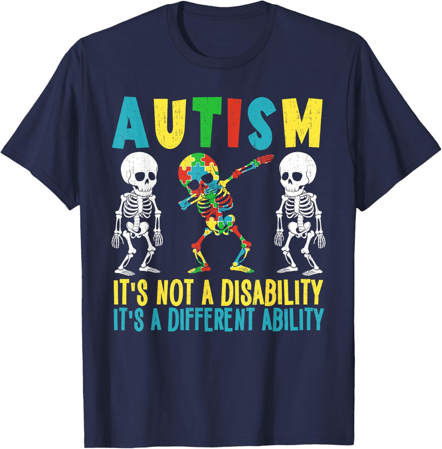 Autism It Is Not A Disability Different Ability T-Shirt Kids Tees Awareness Support - Navy Blue