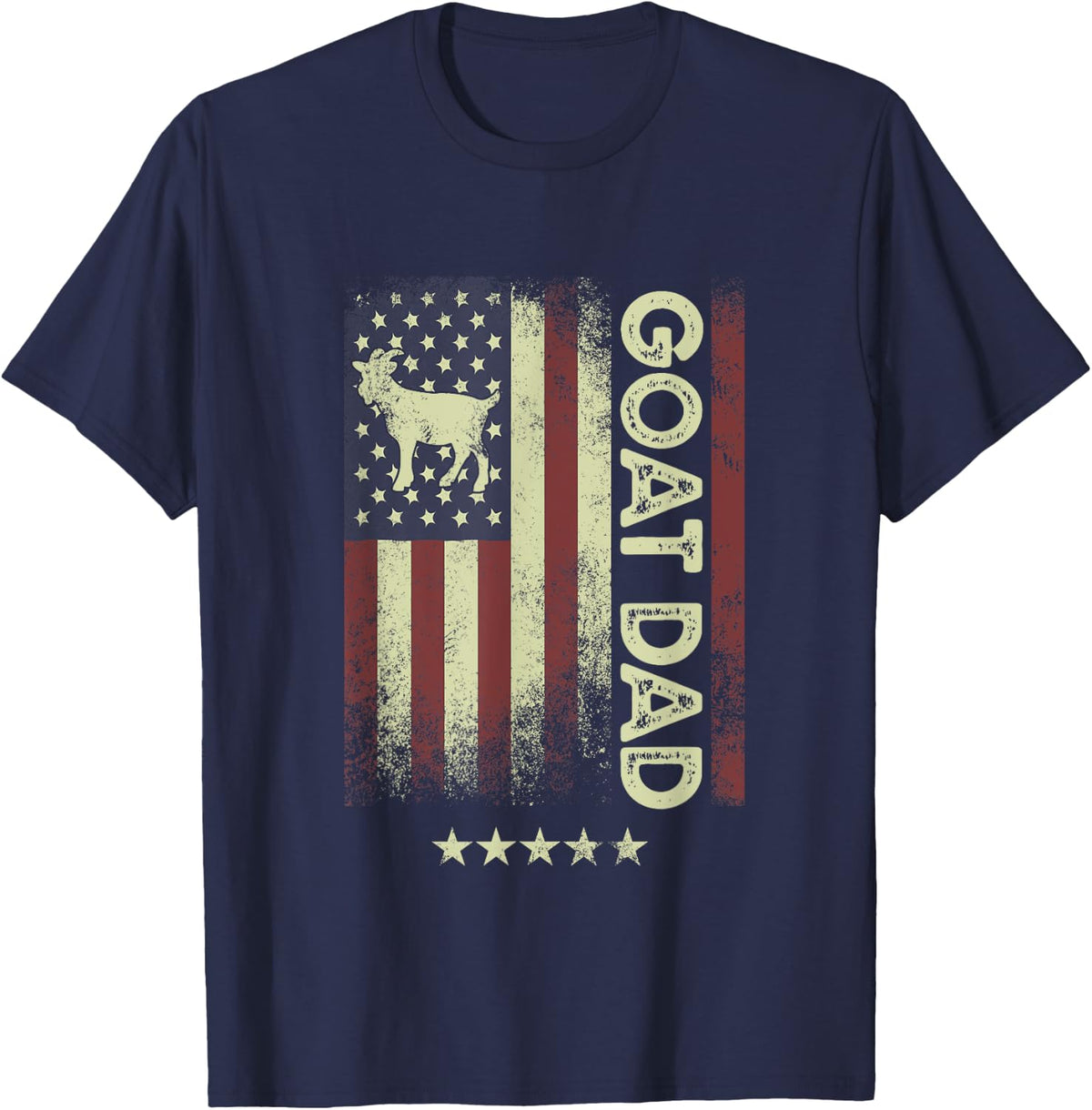 USA American Flag - Goat Dad T-Shirt for Women Men - Navy Blue