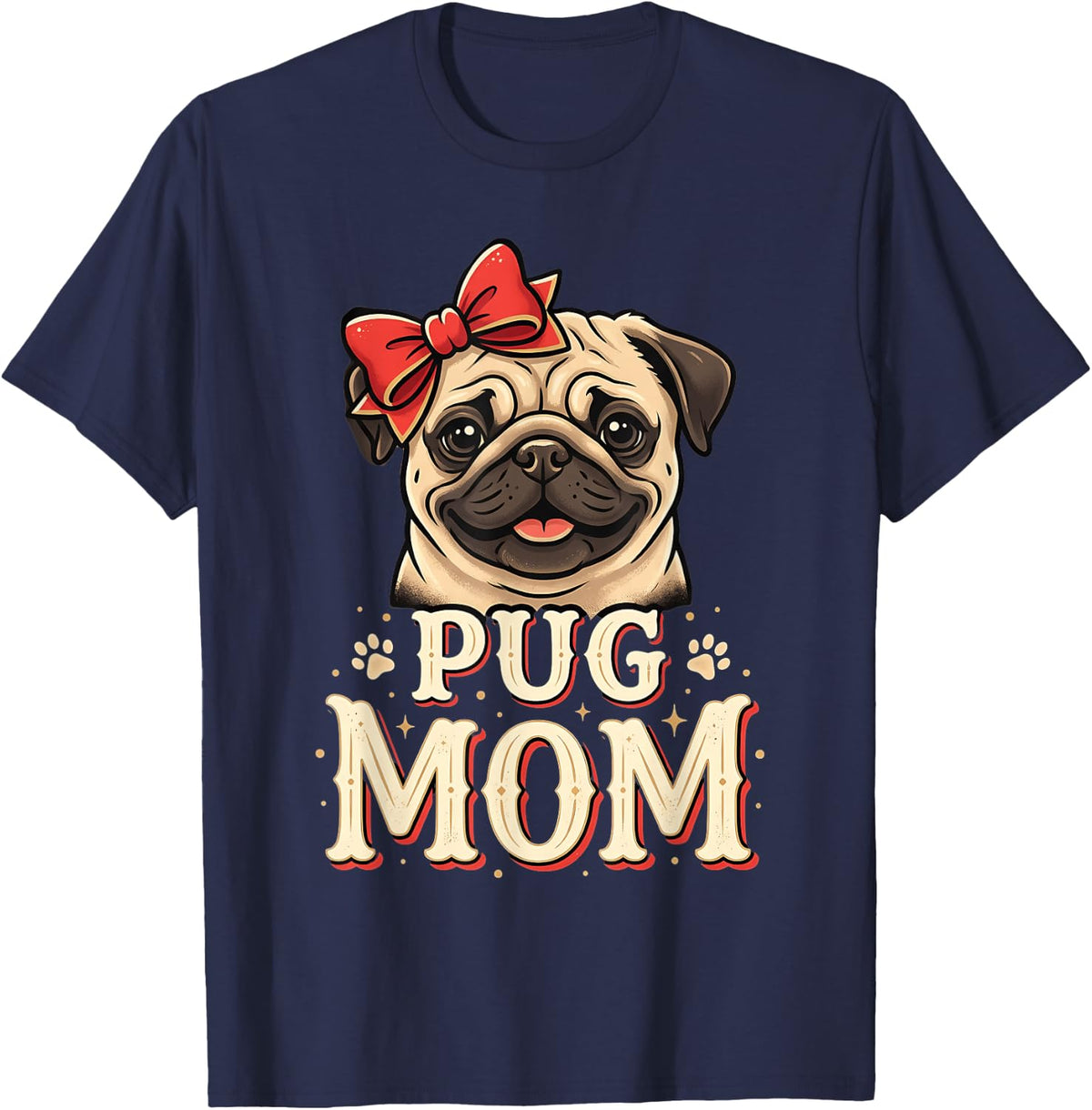 Pug Mom T-Shirt - Navy Blue
