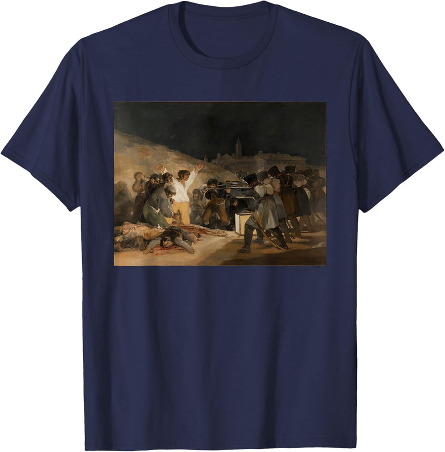 Famous Renaissance Painting Illustration T-Shirt - Navy Blue