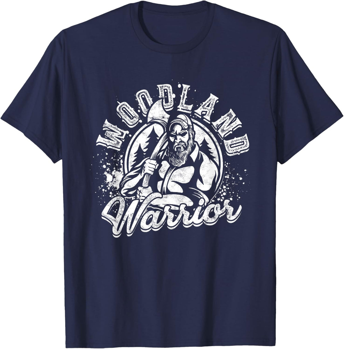 Lumberjack Tree Cutter Woodland Warrior T-Shirt - Navy Blue