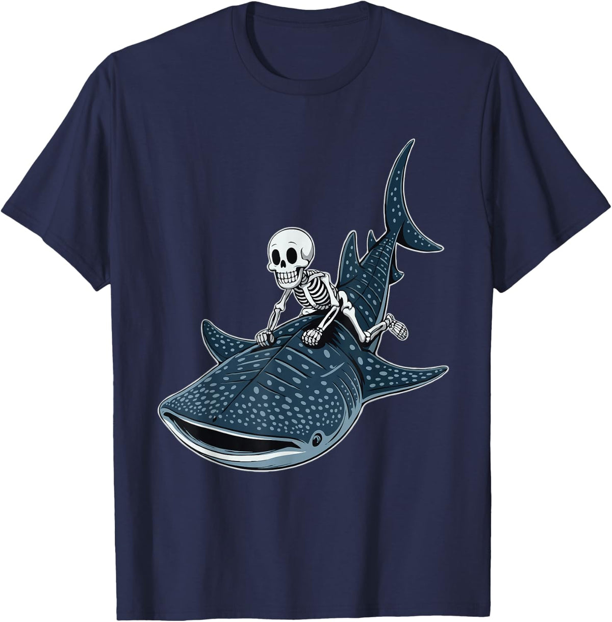 Whale Shark Whaleshark Skeleton Halloween T-Shirt - Navy Blue