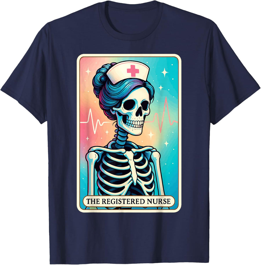 Registered Nurse Shirt The Tarot Card RN Tee T-Shirt for Nurses - Navy Blue