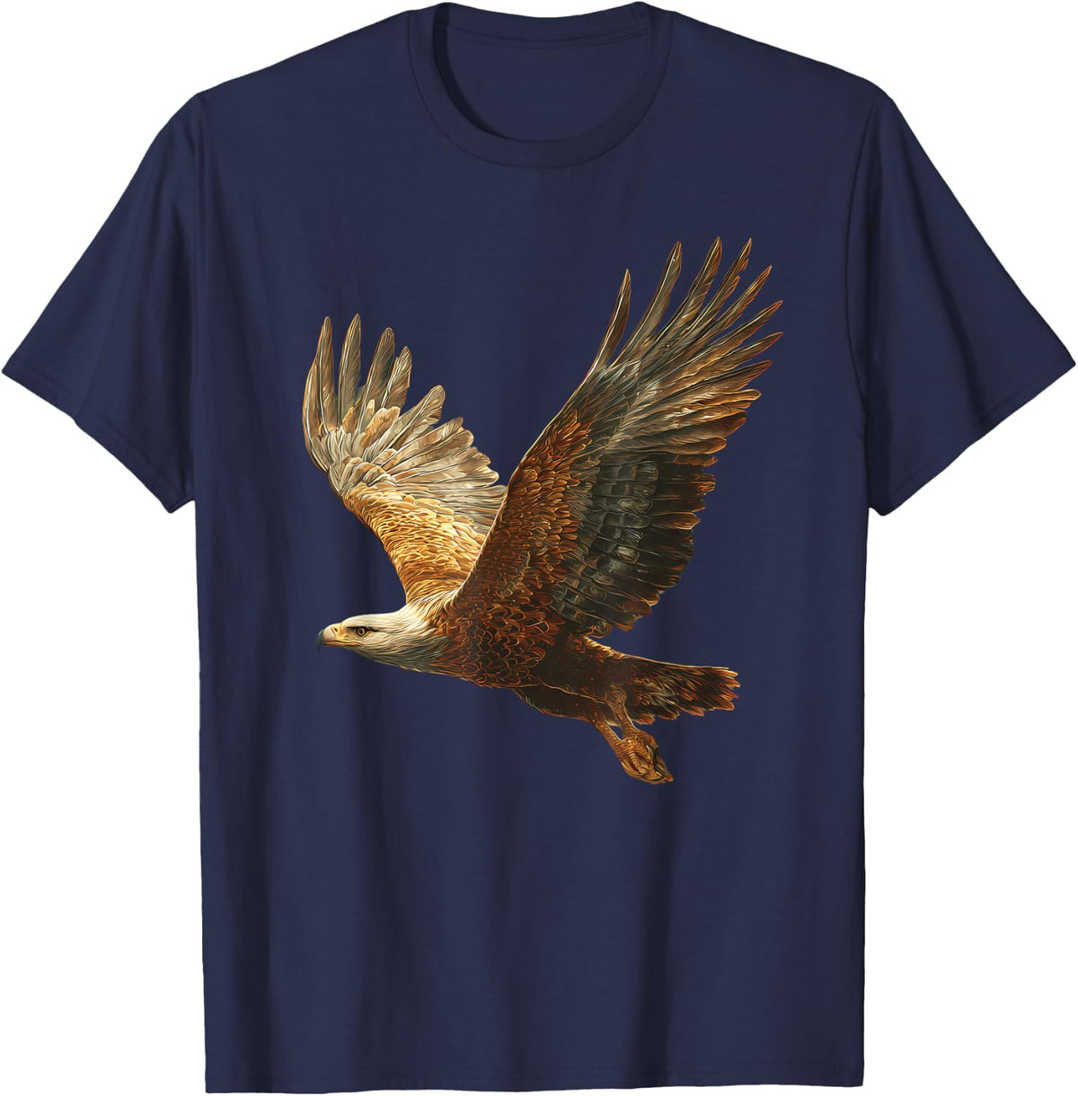 Eagle Bird Lover Motif Wildlife Forest Animal Art Graphic T-Shirt - Navy Blue