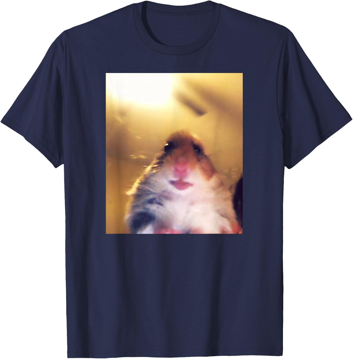 Staring Hamster Meme Front Camera T-Shirt - Navy Blue