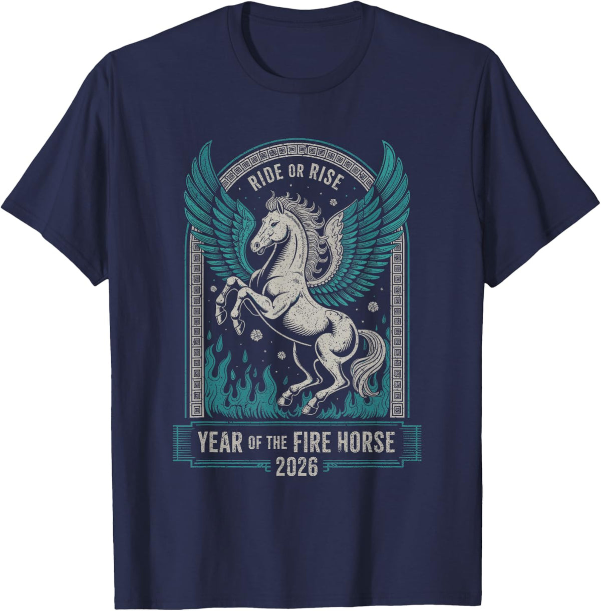 Fire Year of the Horse – Chinese Zodiac NEW Year 2026 T-Shirt - Navy Blue