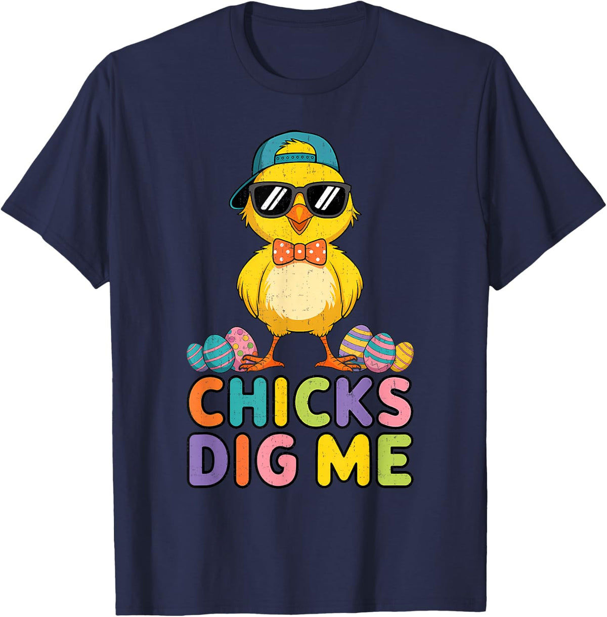 Happy Easter Day Chicks Dig Me Cute Easter Kids Boys Men T-Shirt - Navy Blue