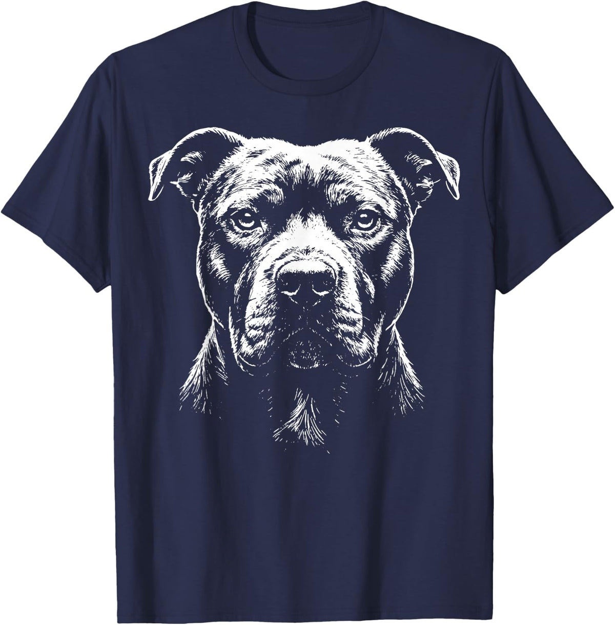 Pitbull Illustration Pit Bull T-Shirt - Navy Blue