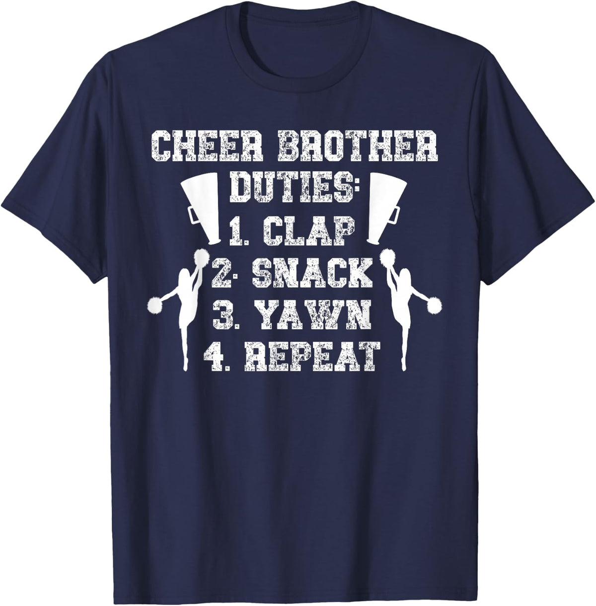 Cheer Brother Duties Cheer Bro Of A Cheerleader Brother T-Shirt - Navy Blue