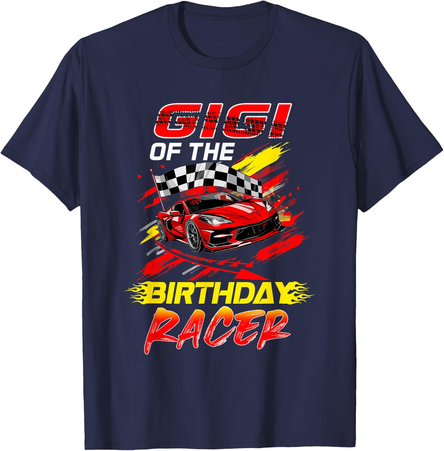 Gigi Of The Birthday Racer Race Car Party Family Matching T-Shirt - Navy Blue