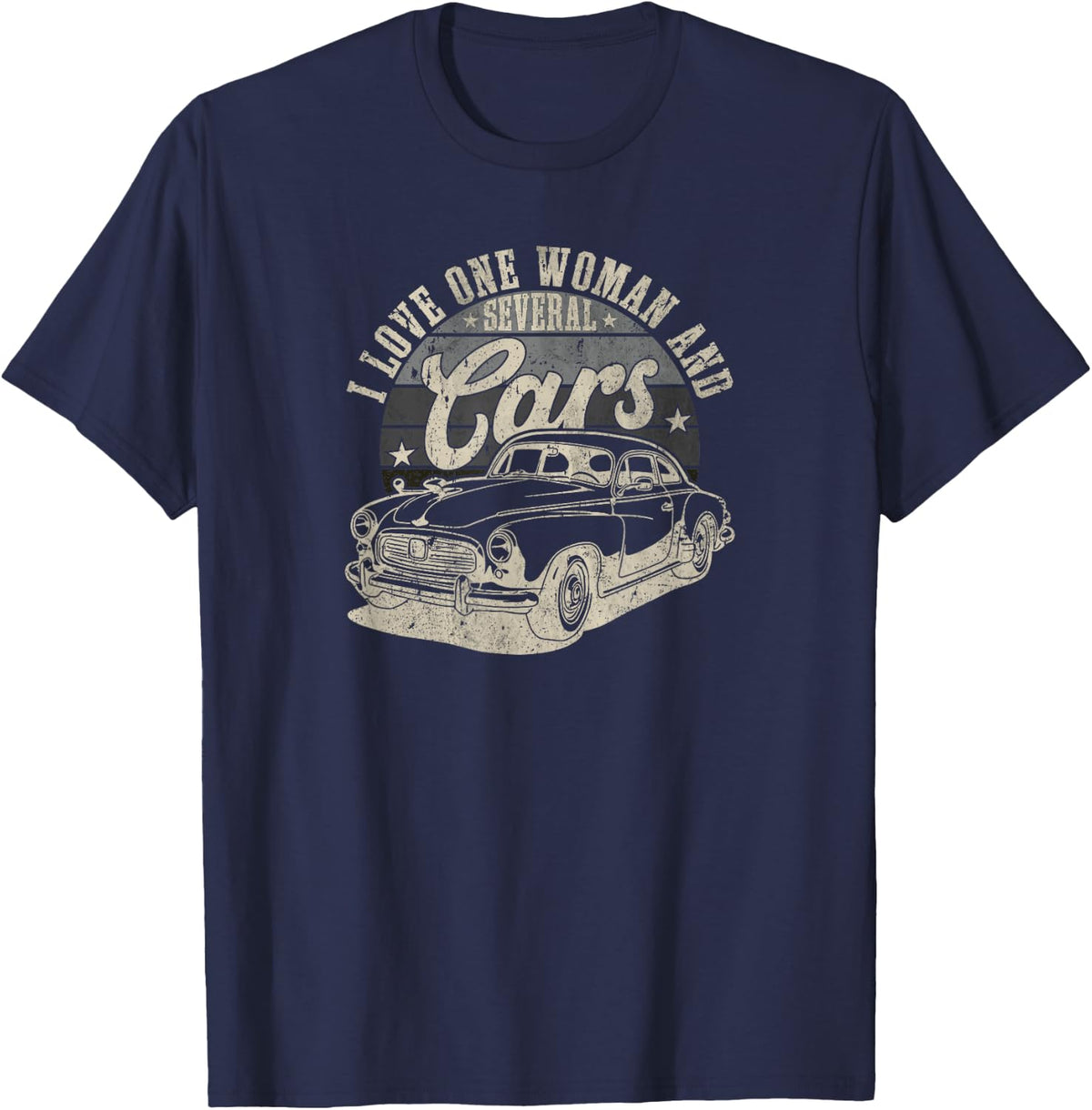 I Love 1 Woman and Several Cars Funny Mechanic Humor Joke T-Shirt - Navy Blue