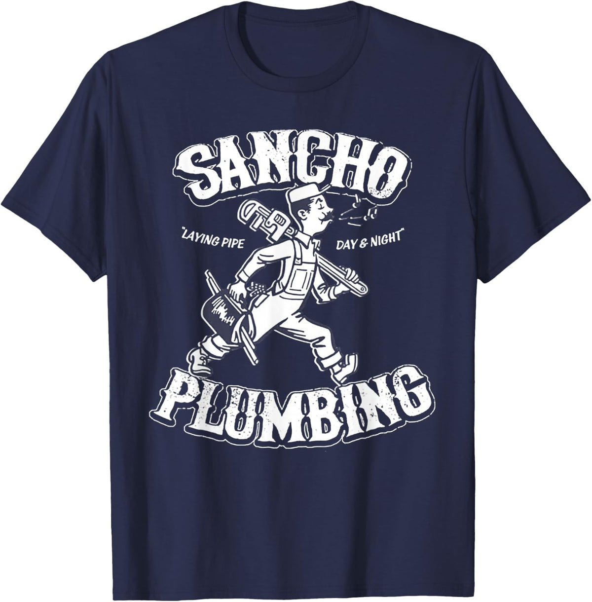 Sancho Plumbing T-Shirt Funny Plumber Tee Cool Graphic T Shirts for Men Women - Navy Blue