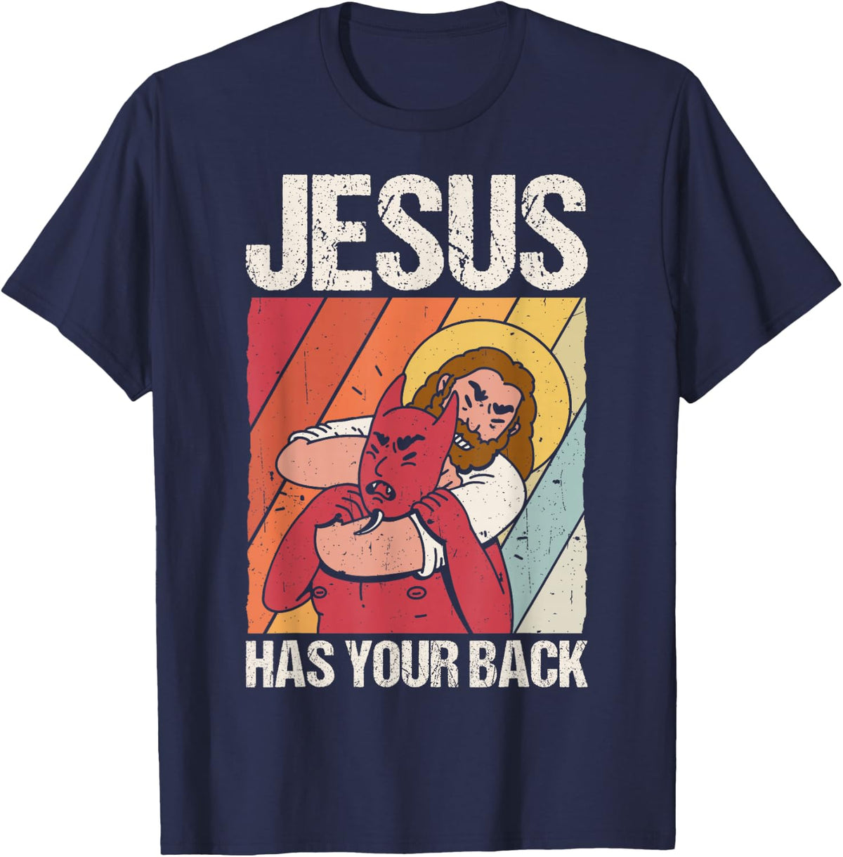 JESUS HAS YOUR BACK Christian Jiu Jitsu T-Shirt - Navy Blue