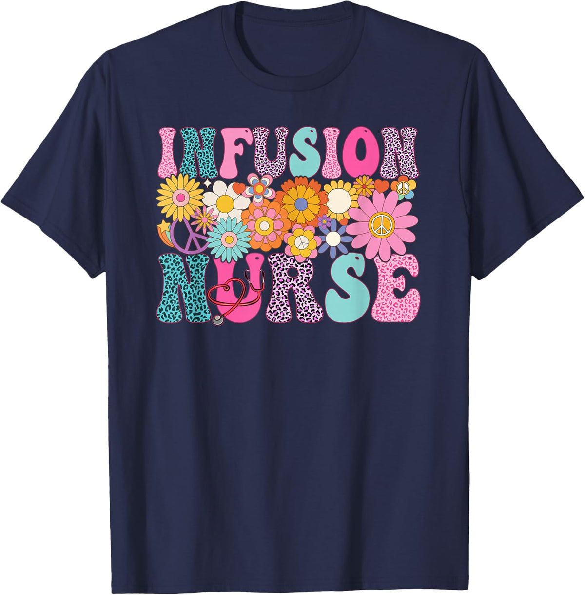 Infusion Nurse Week Groovy Appreciation Day For Women T-Shirt - Navy Blue
