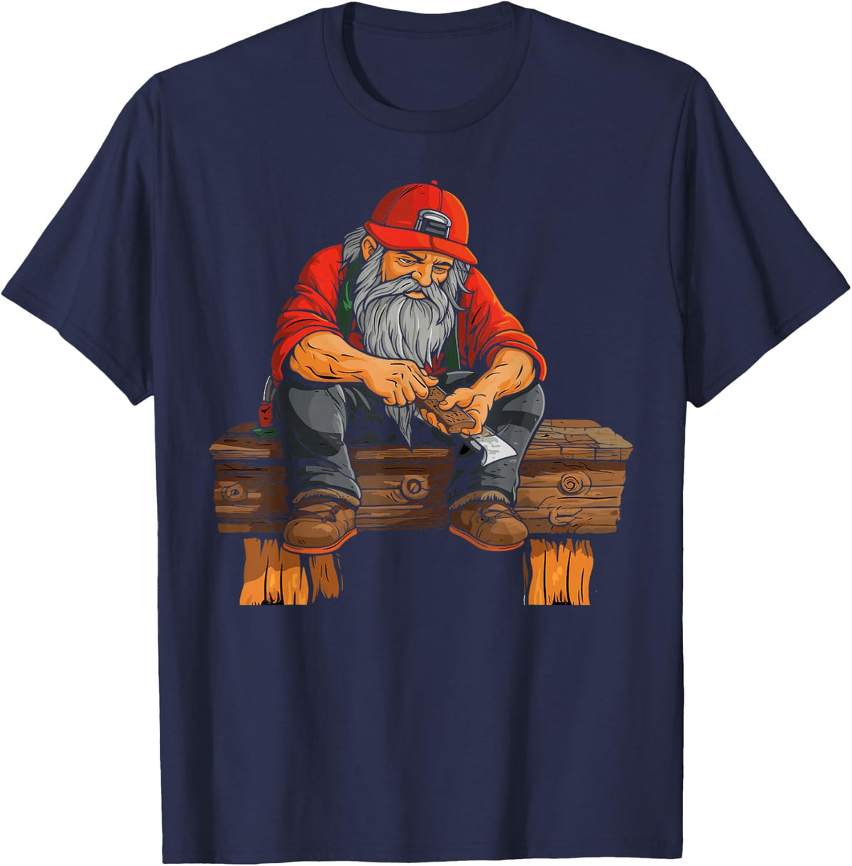 Whittling Wood Carving Woodworker Woodcarving Whittler T-Shirt - Navy Blue