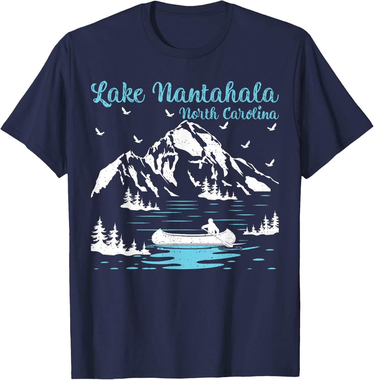 Summer Vacation Retro North Carolina Lake Nantahala T-Shirt - Navy Blue