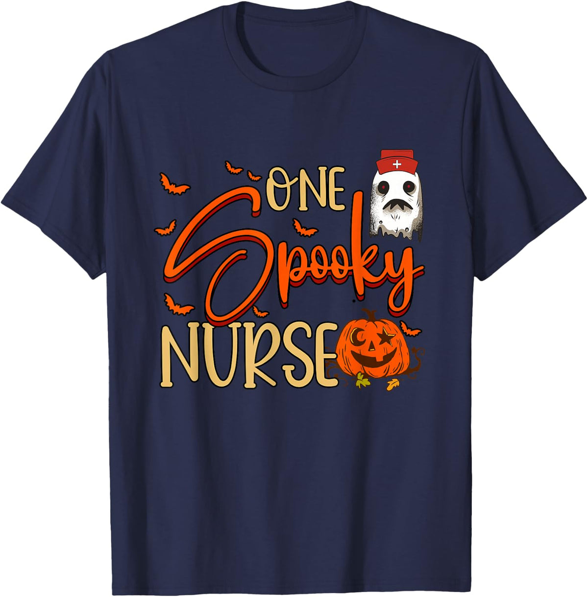 Happy Halloween One Spooky Nurse T-Shirt - Navy Blue