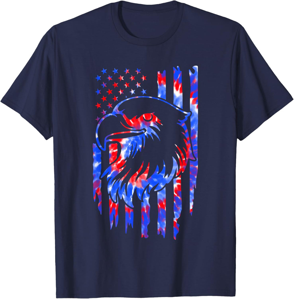 Red White Blue Tie Dye American Flag Vintage 4th Of July T-Shirt - Navy Blue