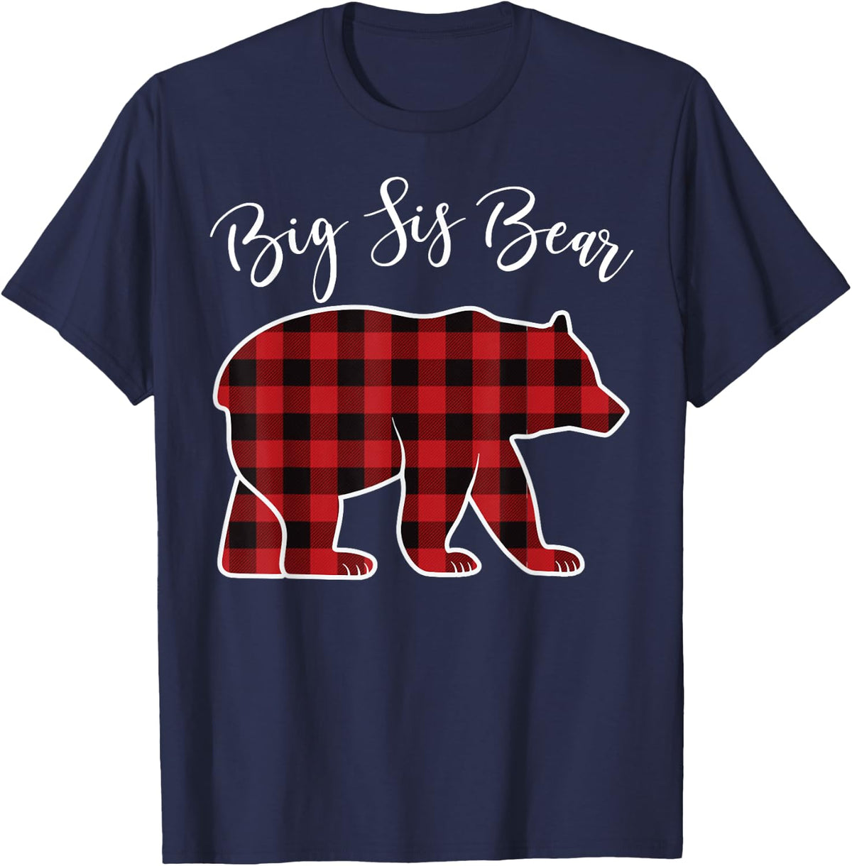 Sister Bear Pajama Red Buffalo Xmas Funny Family Christmas T-Shirt - Navy Blue