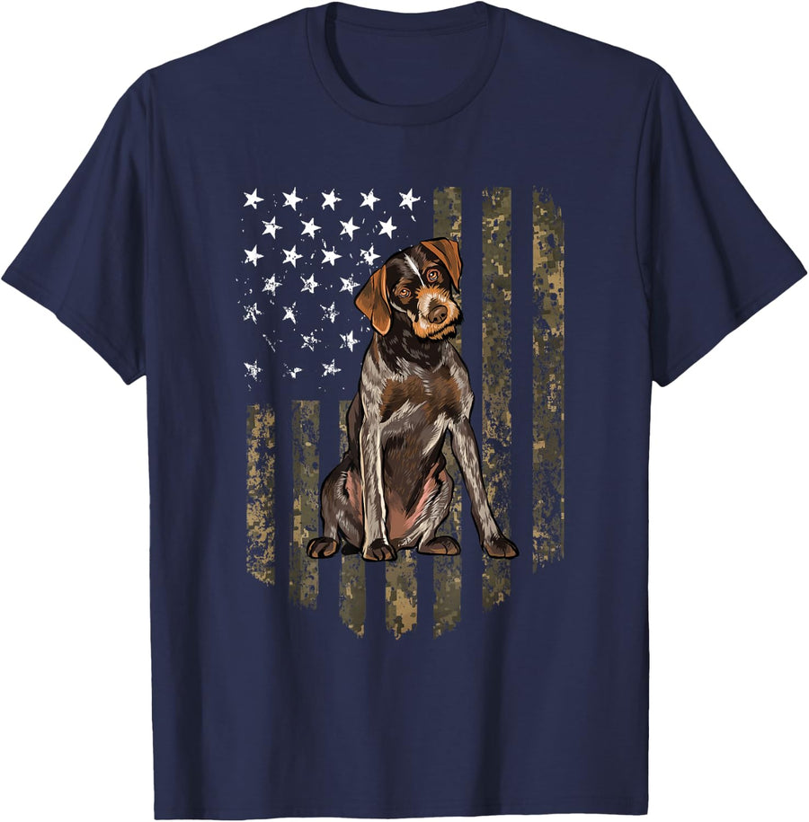 German Wire Hair Camouflage Colour T-Shirt - Navy Blue