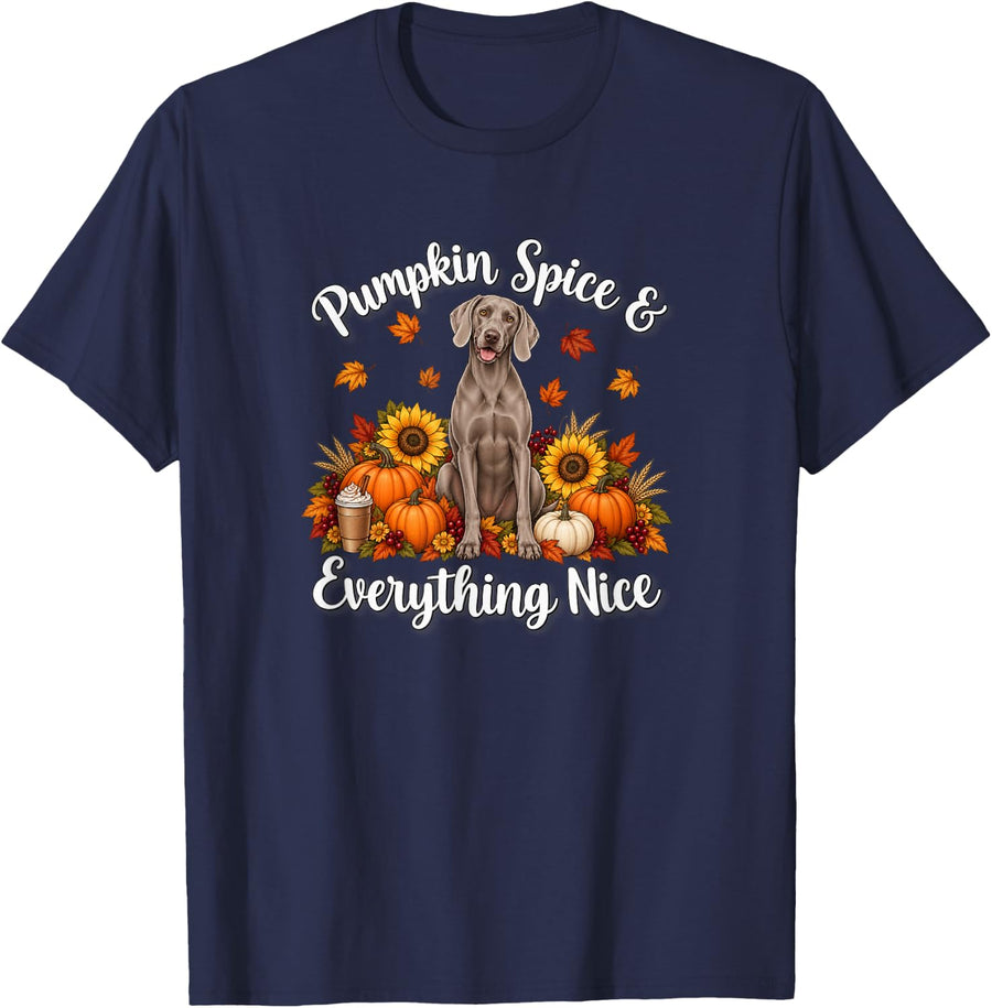 Gray Ghost Hunting Dog Moms Pumpkin Spice Nice Weimaraner T-Shirt - Navy Blue